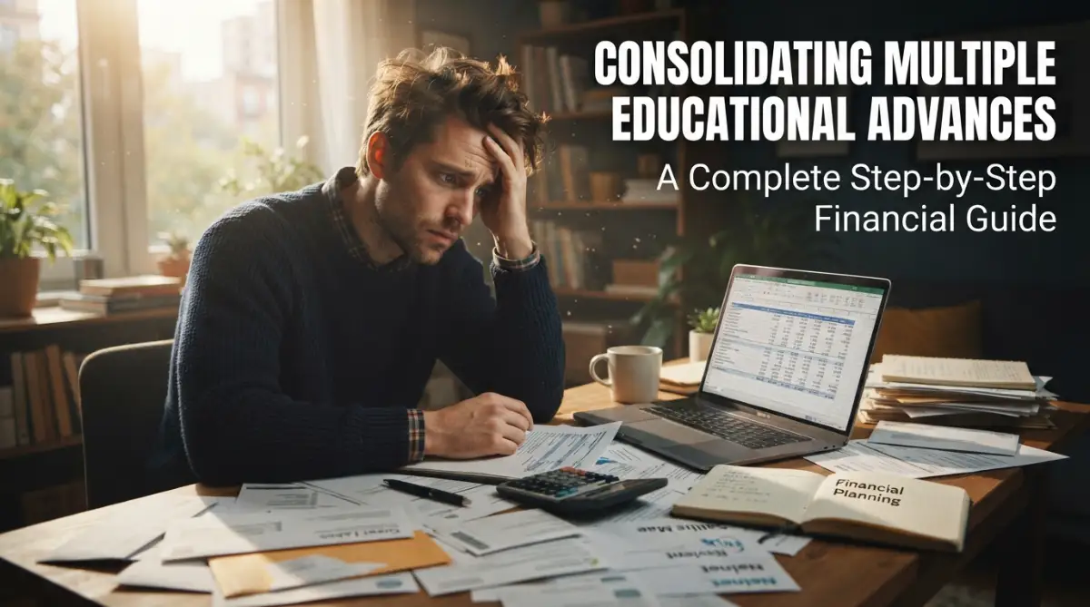 A person organizing financial papers and digital spreadsheets while learning how to simplify loan repayments through effective consolidation strategies.